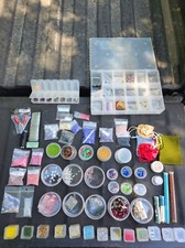 Lot 2 of Beading Jewelry making supplies cases, tools, bags beads, charms, tubes