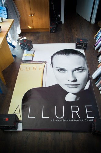 Affiche ancienne publicitaire mode originale bus français CHANEL DIANE KRUGER