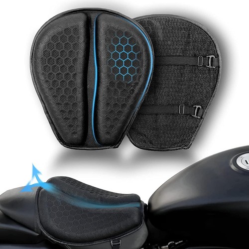 Motorcycle Gel Seat Cushion, 3D Honeycomb Shock-Absorbing for Long Rides (L)