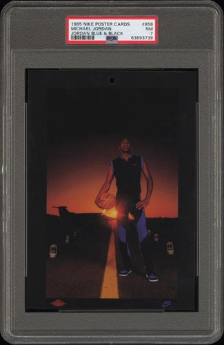 Michael Jordan 1985 Nike Poster Cards Rookie "Black & Blue" #858 - PSA 7 - Tough
