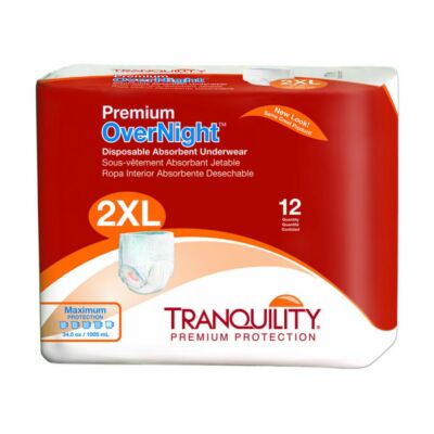 Tranquility Premium OverNight Adult Absorbent Underwear 2XL 62''-80'' -96/Pack