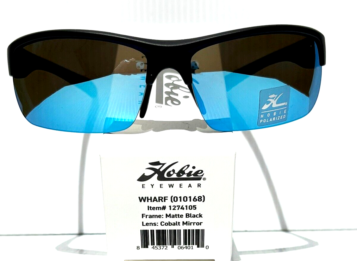 NEW HOBIE WHARF Matte Black Sport POLARIZED Cobalt Mirror Lens