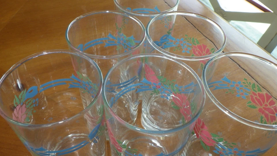 Vasos Pfaltzgraff Libbey diseño de cinta floral 6 vasos de 12 oz de altura Foto 4 de 4