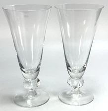 Vintage Astrid 5 Lobe Stem by Swedish Set of Two Iced Tea Glasses 7 3/8" Tall