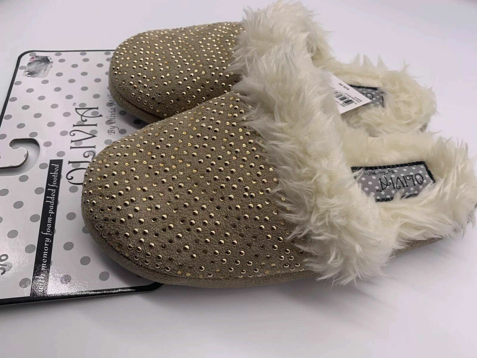 PANTOFOLA D’ORO Ciabatte donna Olivia S 5 6 nuove con etichette memory foam oro perline foderate pelliccia sintetica graffi