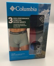 Columbia 3 pack Men's High Performance Stretch Boxer Briefs S Grey/Red/Blue