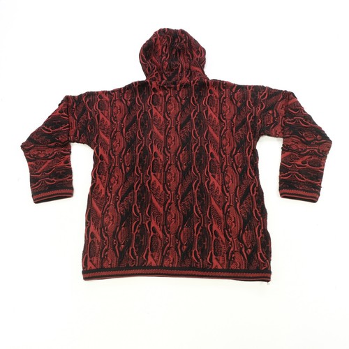 Rare VTG COOGI Australia Down Under Blue Striped 3D Textured Hoodie Sweater 2XL - Picture 2 of 9