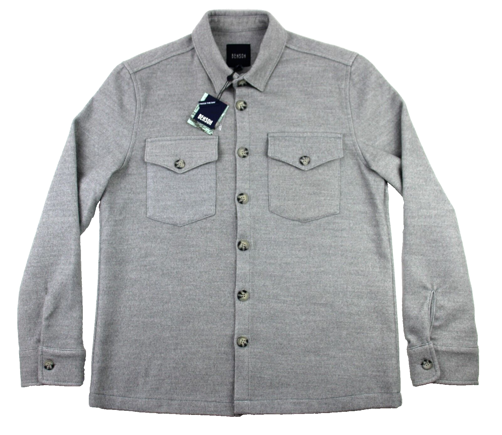 Benson Shirt Jacket Men's XL Wool Light Gray Flannel Cloud Peak NWT $195-image