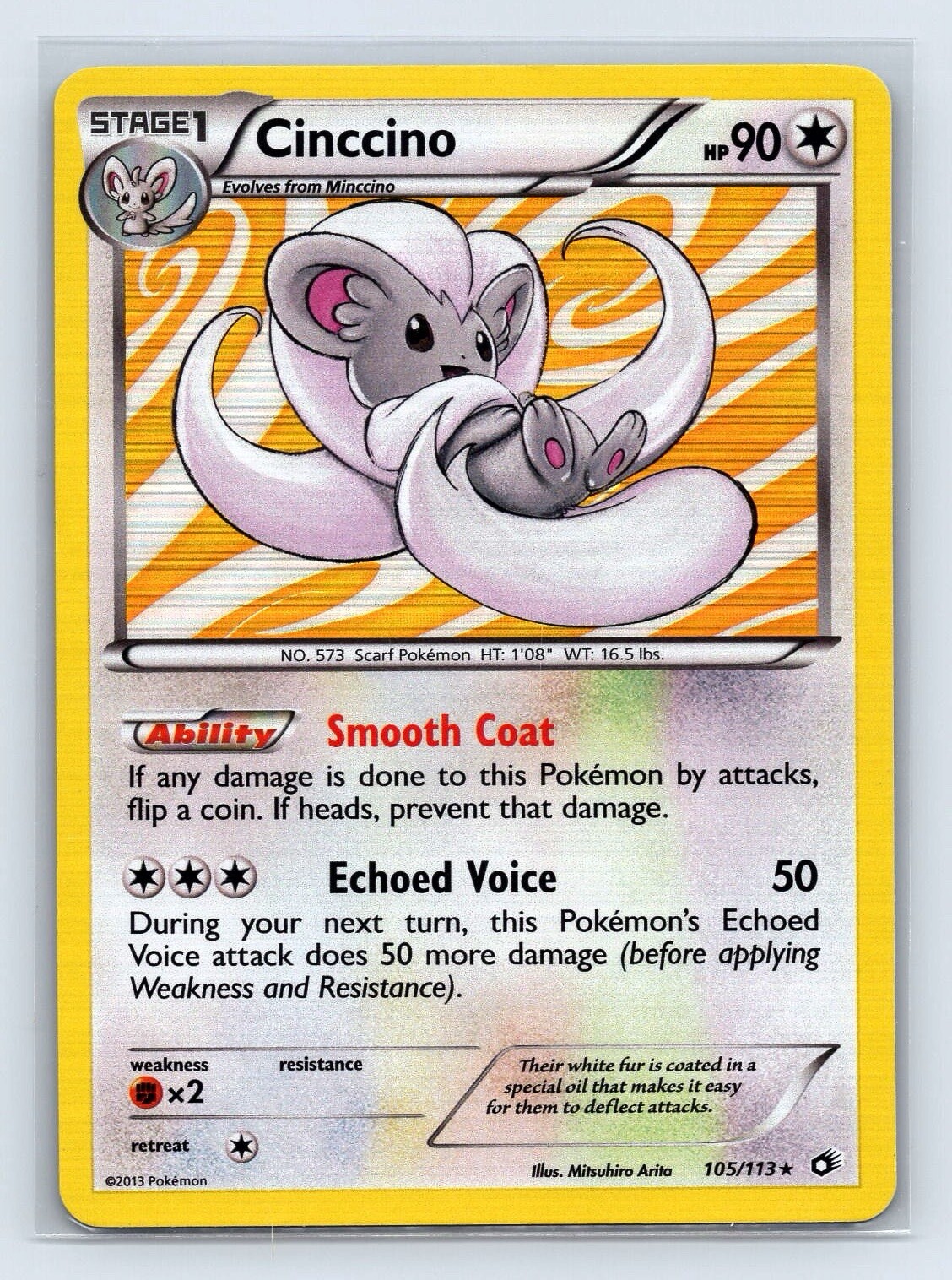 Cinccino - 105/113 - Pokemon Legendary Treasures Black & White Holo Rare Card