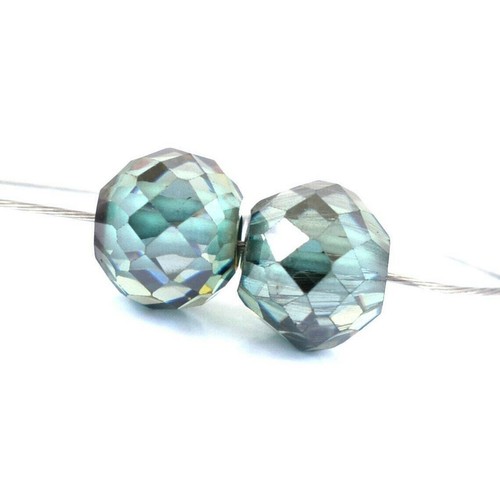 Coppia Perline Sciolte Diamanti Sfaccettati Blu Certificate 6mm per Creazione Gioielli - Foto 2 di 3
