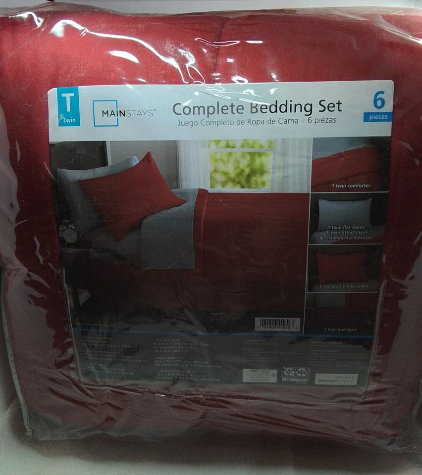 Mainstays Juego de Cama Doble Completo 6 Piezas Rojo Foto 3 de 4