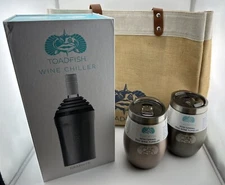 Toadfish Wine Chiller Bottle Holder in Graphite, Two Wine Tumblers & Bag NEW!