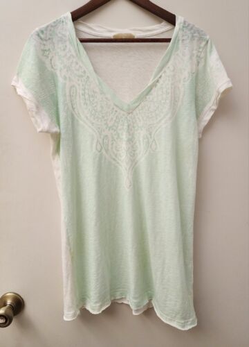 J Crew Mint Green V Neck Casual Light Weight Cotton Top Size XL NWT NOS