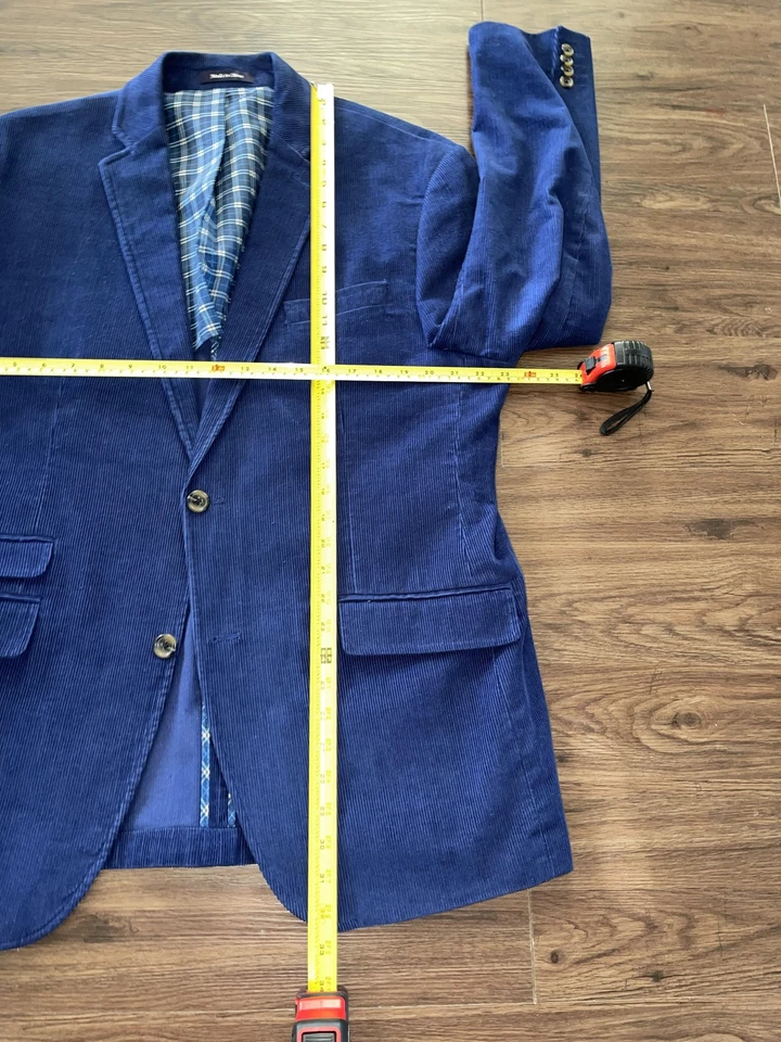 Blazer Alan River Para Hombres 44R Azul Pana Dos Botones Abrigo Deportivo Forro a Cuadros Foto 3 de 4