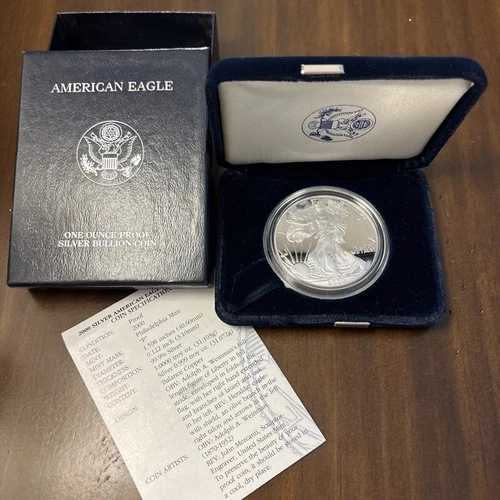 🦅 🪙 2000-P $1 1-oz Proof American Silver Eagle w/ Box, OGP & COA 🦅 🪙