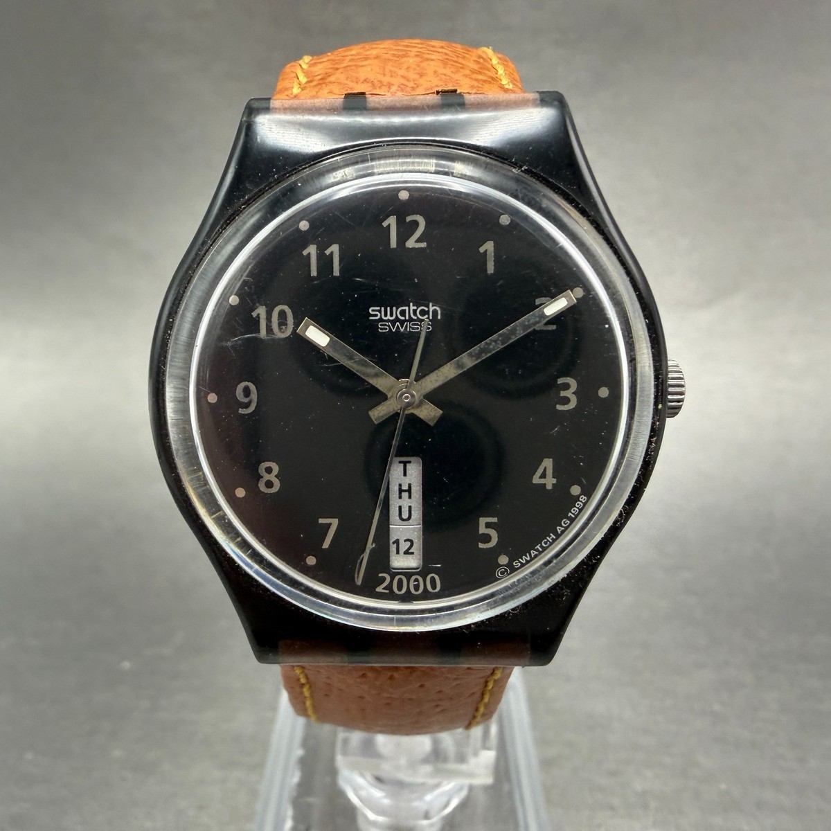 Swatch It's Here Watch Men 34mm Black Dial Black Daydate GB741