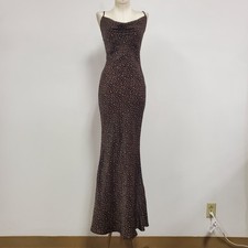 Forever 21 Womens Micro Floral Y2K Cowl Neck Maxi Fairy Dress Size M Bias Preppy