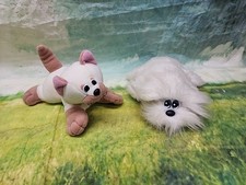Pound Puppy Vintage Tonka White Long Hair 11" So Sweet 1985 And Kitten Brown Paw