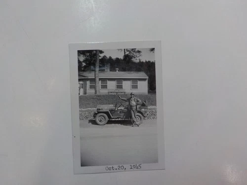 WW2 Photo Soldier In Military Jeep Posing Photograph World War Militaria WWII
