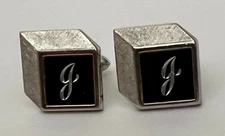 Vintage Swank J Initial Silver Tone Cufflinks