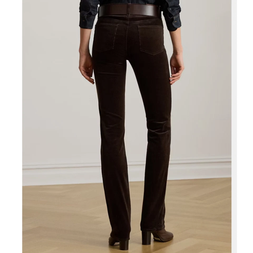 Pantalones de pana marrón Lauren Ralph Lauren para mujer talla 14 P pierna recta preppy Foto 3 de 4