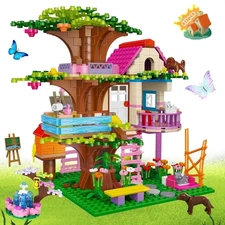 613Pcs Tree Forest House Building Toy with Fountain and Animals Gifts Aged 6+