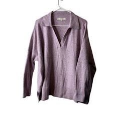 Loft Purple Textured Pullover Collared Sweater Preppy Size Small