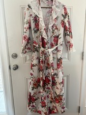 loungees vintage 1960s 1970s floral robe lace trim House Dress Size Medium 12-14