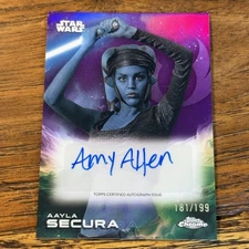 Amy Allen Aayla Secura 2025 Topps Chrome Star Wars PURPLE 181/199 AUTO Card A-AM