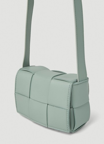 BOTTEGA VENETA Candy Cassette grün Crossbody Intrecciato geflochtenes Leder Tasche Neu mit Etikett