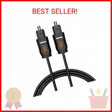 CableCreation Optical Digital Audio Cable 15FT, Thin Fiber Optic Toslink Gold Pl
