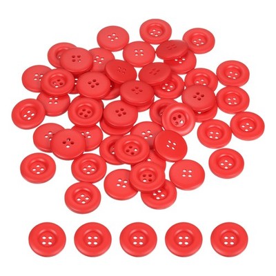 50 Stück Nähknöpfe 23mm 4 Löcher Resin Rund für Crafting, Rot