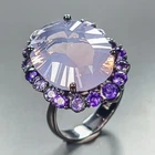Special 26 ct Natural Lavender Quartz Ring 925 Sterling Silver Size 8 /R462249