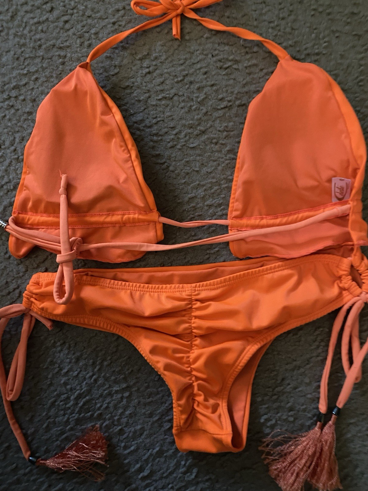 Celeste Vibrant Triangle Orange String Ruched Bea… - image 7