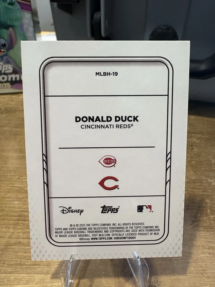 2025 Disney Chrome Donald Duck MLB Cincinnati Reds SSP - Image 2 of 3