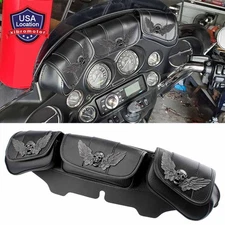 Windshield Saddle 3 Pouch Pocket Fairing Bag For Harley Touring Electra Glide US