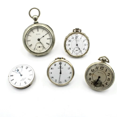 Antique Waltham 12-18s 7-17j Open Face Mens Pocket Watch Lot of 5 #WB4184-5