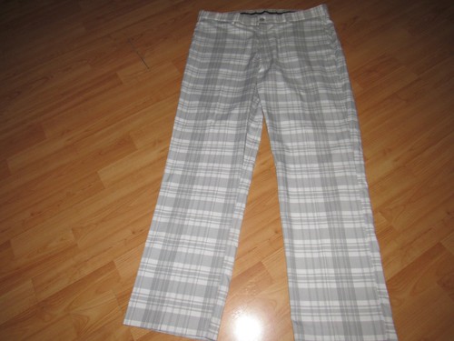 JACK NICKLAUS Men's 36 X 32 (Labeled 36 X 30) Golf Pants Gray White Plaid EUC - Picture 2 of 5