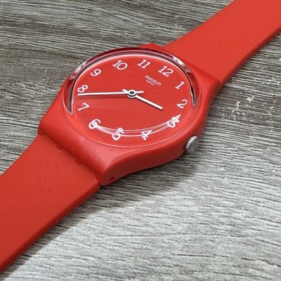 Swatch Watch GR175 Gent Sunetty Unisex 34mm Red Dial Analog #2983