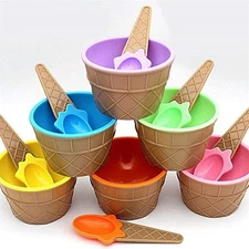 Cartoon Candy Color Ice cream bowl with spoon- ice cream bowls for kids set cand