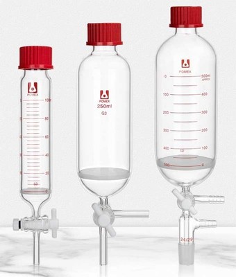 Lab Peptide Synthesis Tube High Borosilicate Glass G3 Fine Frit PTFE Stopper