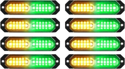 ASPL 8pcs Sync Feature Ultra Slim 12-LED Surface Mount Flashing Strobe Lights Fo