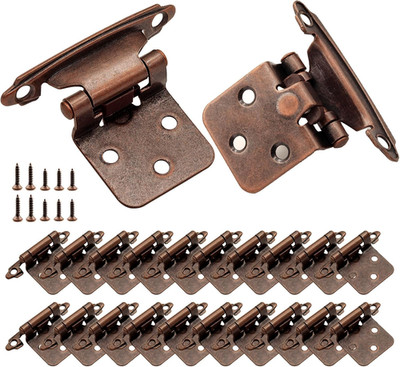 Kitchen Cabinet Hinges Bronze,(10 Pairs/20 Pcs) 1/2 Inch Variable Overlay Self C
