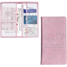 Car Registration & Insurance Holder*Car Document Folder*Magnetic Shut*Pink*