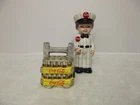 Vtg 1996 Salt/ Pepper Shakers Coca-Cola Deliveryman with a Dolly of Coca-Cola
