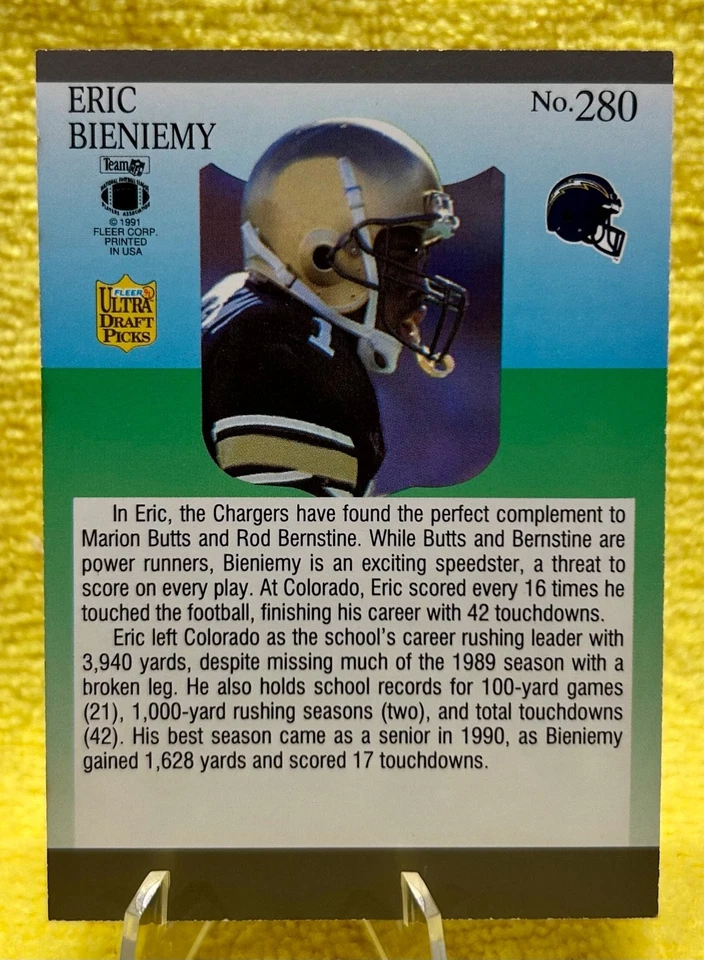1991 Fleer Ultra - Eric Bieniemy #280 (RC) - Image 2 of 2