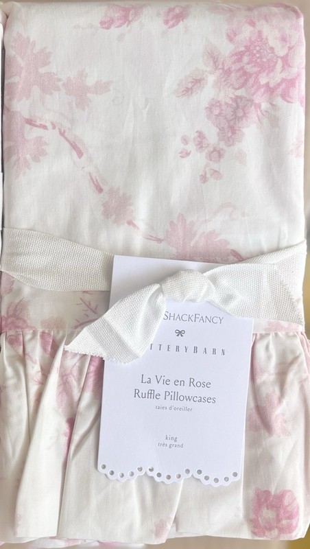 Pottery Barn Love Shack Fancy La Vie En Rose KING Pillowcase Set/2 Pink Floral