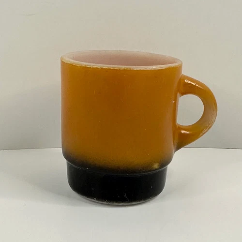 Vintage Anchor Hocking Fire King Orange to Black Glass Stacking Coffee Mug
