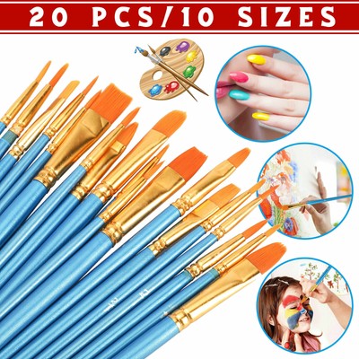 20pcs Artist Paint Brushes Set Acrylic Oil Watercolour Painting Craft Art Model