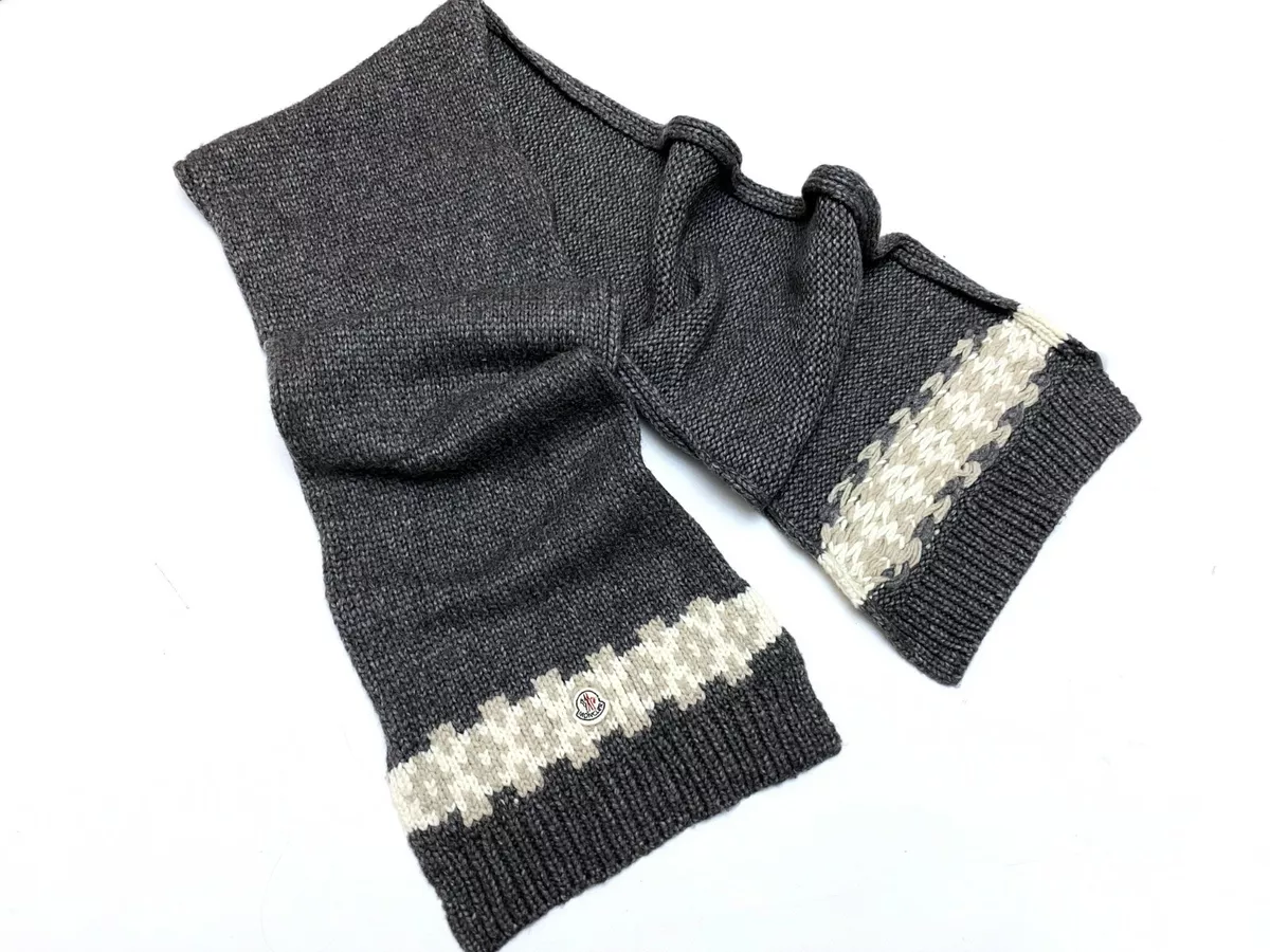 Men's Auth Moncler Sciarpa Tricot Knitted Logo Gray Lana Wool Alpaca Scarf Buff